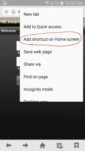 Press "Add shortcut to Home Screen"