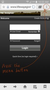 Press the Menu button